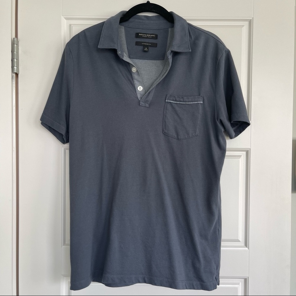 Banana Republic Men’s Luxury Touch Gray + Light Gray Polo